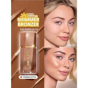 SHEGLAM Liquid Shimmer Bronzer – Terracotta | Medium Neutral Glow for Light